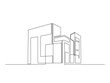 © Line addict - Continuous one line drawing of architecture building. Modern house architecture single line vector illustration. Editable line vector.