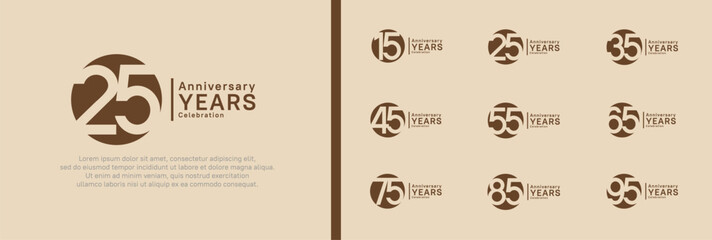 Wall Mural - anniversary logotype set. vector design brown color can be use for celebration moment