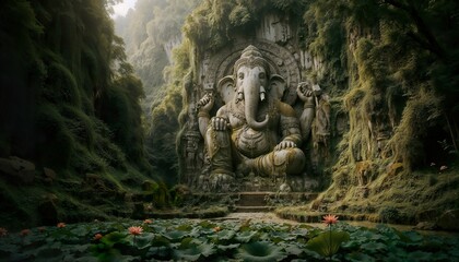 Old huge ancient statue of Lord Ganesha