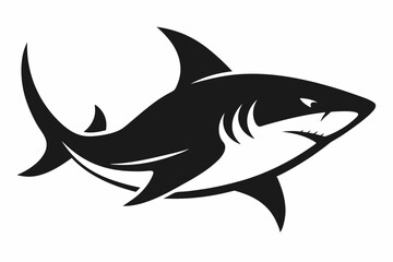 Wall Mural - Shark logo icon silhouette black vector art illustration