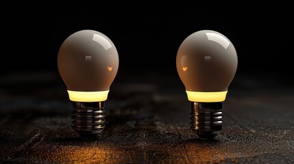 Two Light Bulbs on a Dark Background