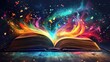 © Theeranan - An open book with swirling, colorful lights representing the vibrant world of imagination within its pages.