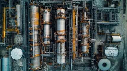 Wall Mural - Over view chemical plant refinery industrial equipment background 