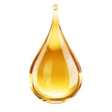 Transparent Droplet of Golden Corn Oil Isolated on Background.