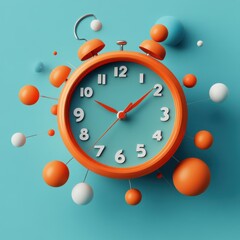 Wall Mural - bright and bold clock design highlights a countdown of 10 minutes. surrounded by dynamic elements, r