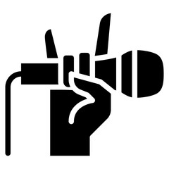 Sticker - rock gesture with microphone solid icon