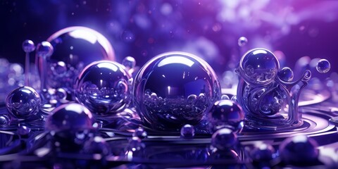 Leinwandbilder - group glass spheres with purple background