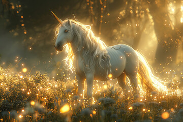 Poster - Magical Unicorn in a Glowing Forest