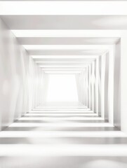 Sticker - Bright corridor with glowing lights in a minimalist white room