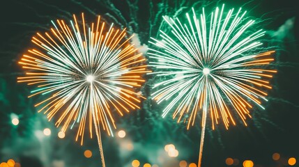 Sticker - Fireworks Display In The Night Sky.