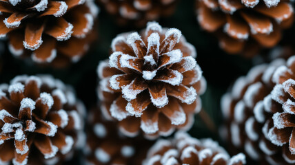 Poster - Frosted pinecone texture with snow dusting winter holiday chill crisp natural vibe cozy and wintry feel great for Christmas designs 