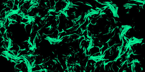 Wall Mural - mystical background with green smoke on black vector art design. wide panoramic surface of neon gree