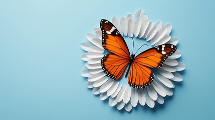 Poster - Butterfly on a Paper Flower.