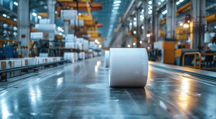Poster - Advanced paper and printing industry factory. Generative AI.