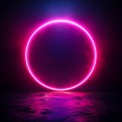 Wall Mural - beautiful purple neon ring with glow generated by AI