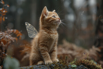 Poster - A Ginger Kitten with Fairy Wings