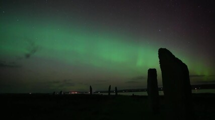4k green ark over the ring of brodgar in orkney.