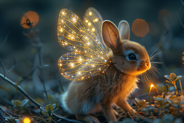 Canvas Print - Magical Bunny with Fairy Wings