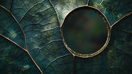 Poster - Close-up of a Leaf with a Hole in the Shape of an Oval