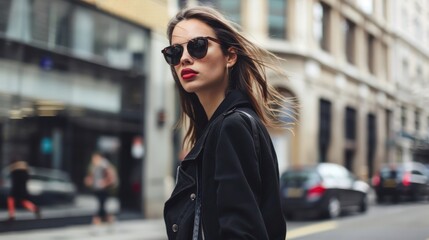 Wall Mural - Fashionable Woman Walking in the City