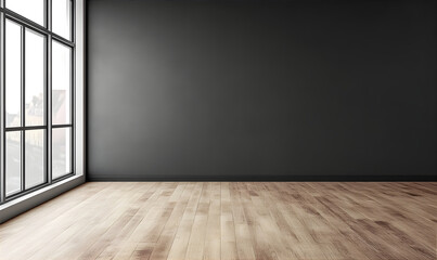 empty minimalistic dark blank room for design. empty template for interior product. empty interior w