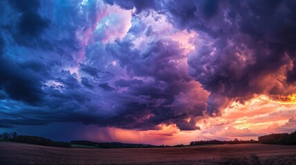 Colorful Twilight Sky with Sunset and Dramatic Storm Clouds