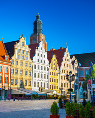 Wall Mural - Beautiful view of the old town and market square. Wroclaw, Poland