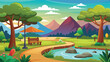 © Illustration Essenti - nature park landscape at daytime scene vector illustration