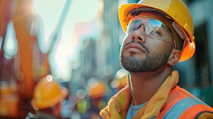 Aufkleber - An empowering portrait of many highway construction worker. Generative AI.