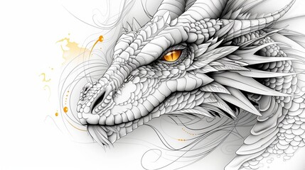 A beautifully illustrated black and white coloring sheet featuring a dragon, with clear, easy-to-follow lines and clean outlines, offering a fun and relaxing coloring experience.