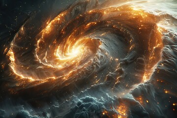 Wall Mural - a spiral galaxy with a bright yellow center