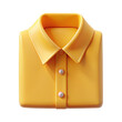 © kanoktuch - 3D illustration of a folded yellow shirt with a pointed collar and button details. The shirt features a clean, modern look in vibrant yellow. Isolated on transparent background, png.