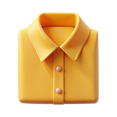 3d illustration of a folded yellow shirt with a pointed collar and button details. the shirt feature
