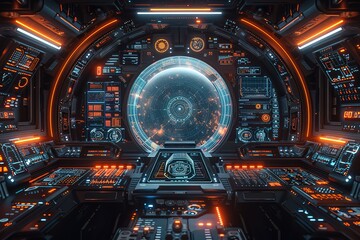 Wall Mural - a futuristic space station with a large window in the middle