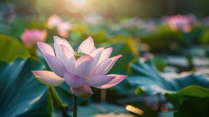 Canvas Print - Lotus blossom on a lotus pad