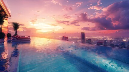 Canvas Print - Swimming pool on the roof of a skyscraper