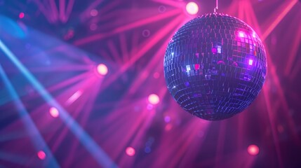 Nightclub background lit by disco ball at party