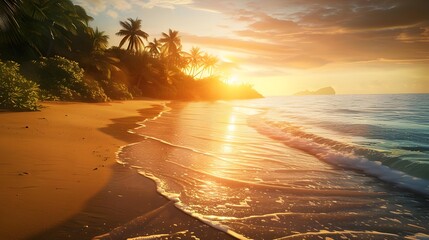 Poster - Sunset on a tropical beach