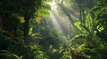 Sticker - Amazon tropical greenery creating a dense canopy creates img