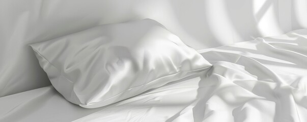 White silk pillow on white background, 4K hyperrealistic photo