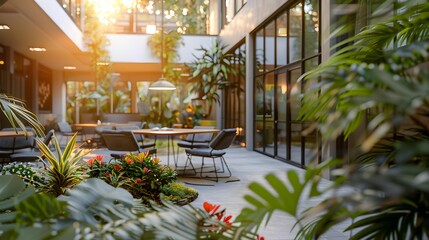 Canvas Print - Coworking space cozy surrounded by green plants