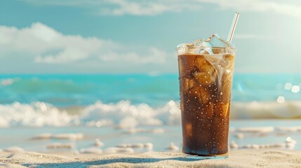 Canvas Print - Coffee ice coffee in a tall glass img