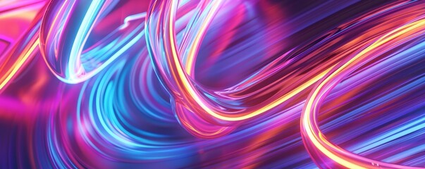 Wall Mural - Neon light trails forming abstract patterns, 4K hyperrealistic photo