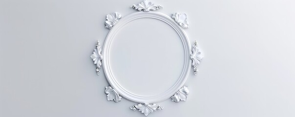 Isolated white embroidery frame on white background, 4K hyperrealistic