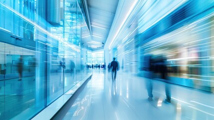 Poster - Blurry Motion of People Walking in a Modern Hallway