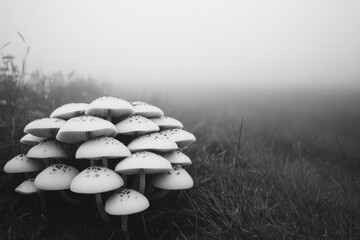 Canvas Print - Mushrooms in grass