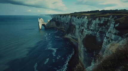 Wall Mural - Landscape with chalk cliffs rising majestically