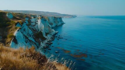 Wall Mural - Landscape with chalk cliffs that rise