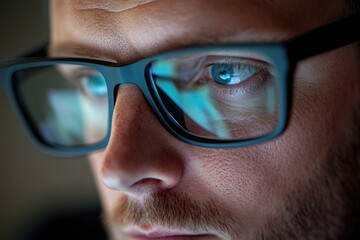 Wall Mural - Close-up of someone wearing glasses