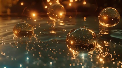 Wall Mural - Three particles floating weightlessly in a calm glowing pool of neutrinos their minds and bodies completely at peace.